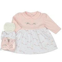 M14279: Baby Girls Dress Headband & Bootees Outfit (NB-3 Months)
